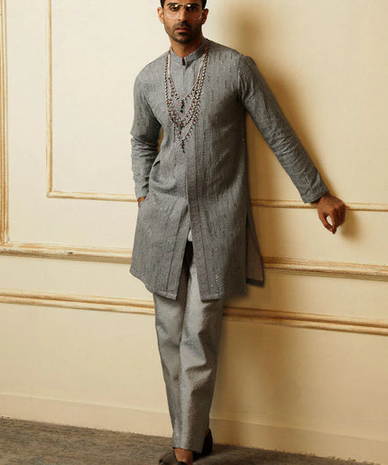 Luxury Grey Kurta Pajama Set