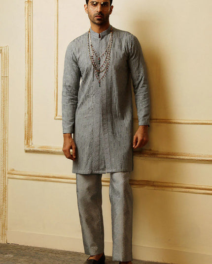 Luxury Grey Kurta Pajama Set