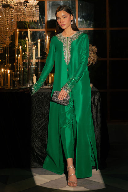 Mystique | Dark Green Korean Silk Embellished Suit