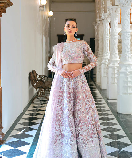 Saira Rizwan | Lilac Net Hand Embellished Lehenga