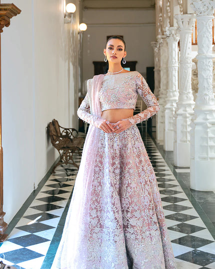 Saira Rizwan | Lilac Net Hand Embellished Lehenga