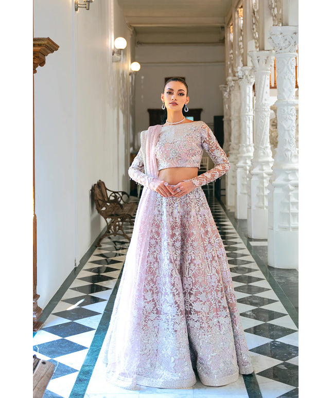 Saira Rizwan | Lilac Net Hand Embellished Lehenga