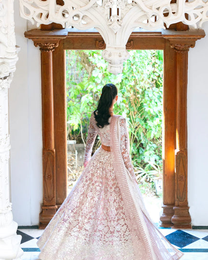 Saira Rizwan | Lilac Net Hand Embellished Lehenga