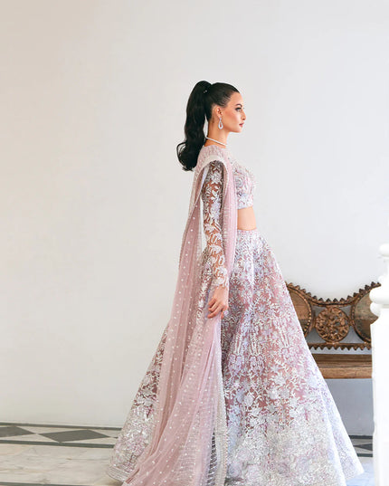 Saira Rizwan | Lilac Net Hand Embellished Lehenga