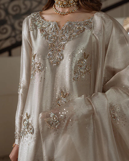 Noorjahan | Gold Pure Tissue Embellished Suit