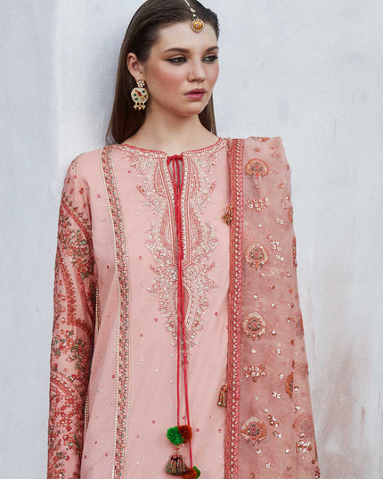 Hussain Rehar | Peach Embroidered Lawn Sharara