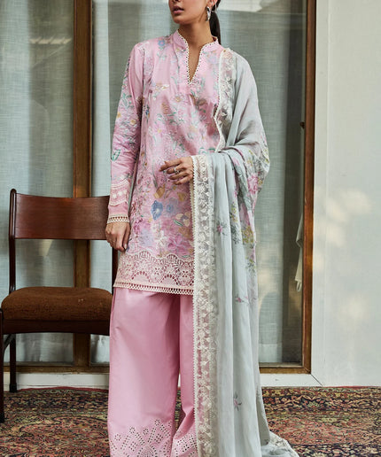 Zara ShahJahan | Pink Floral Embroidered Lawn Suit