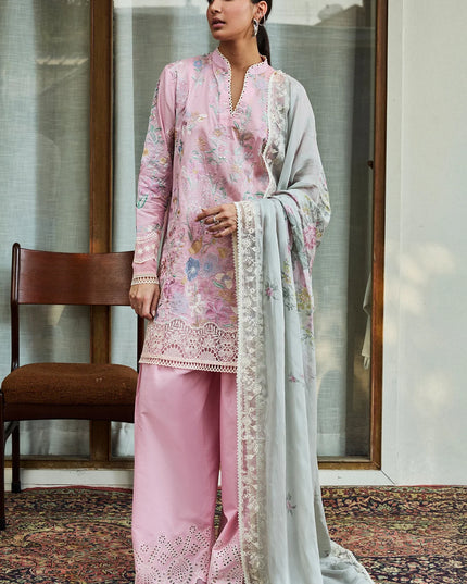 Zara ShahJahan | Pink Floral Embroidered Lawn Suit