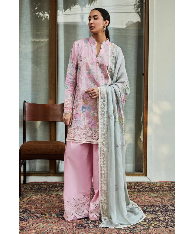 Zara ShahJahan | Pink Floral Embroidered Lawn Suit