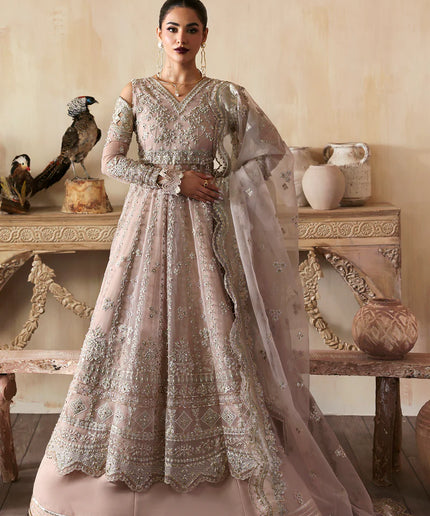 Nure | Rust Organza Hand Embellished Frock