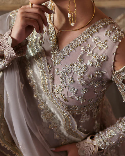 Nure | Rust Organza Hand Embellished Frock