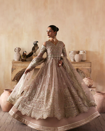 Nure | Rust Organza Hand Embellished Frock