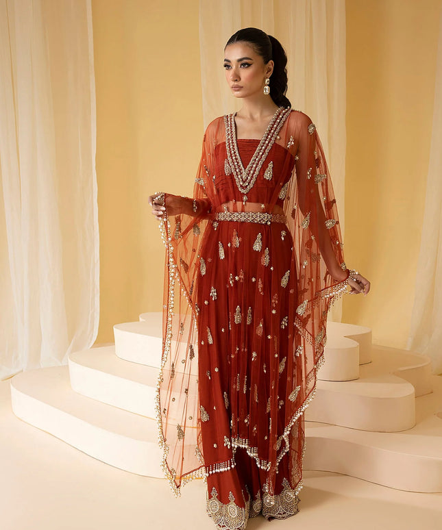 EDEN | Rust Net Embellished Kaftan