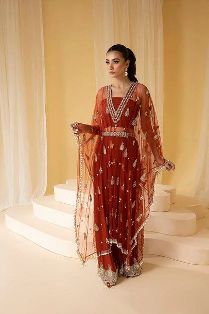EDEN | Rust Net Embellished Kaftan