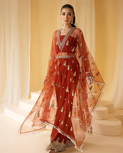 EDEN | Rust Net Embellished Kaftan