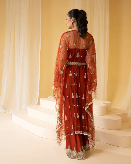 EDEN | Rust Net Embellished Kaftan