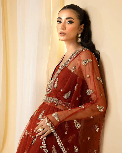 EDEN | Rust Net Embellished Kaftan