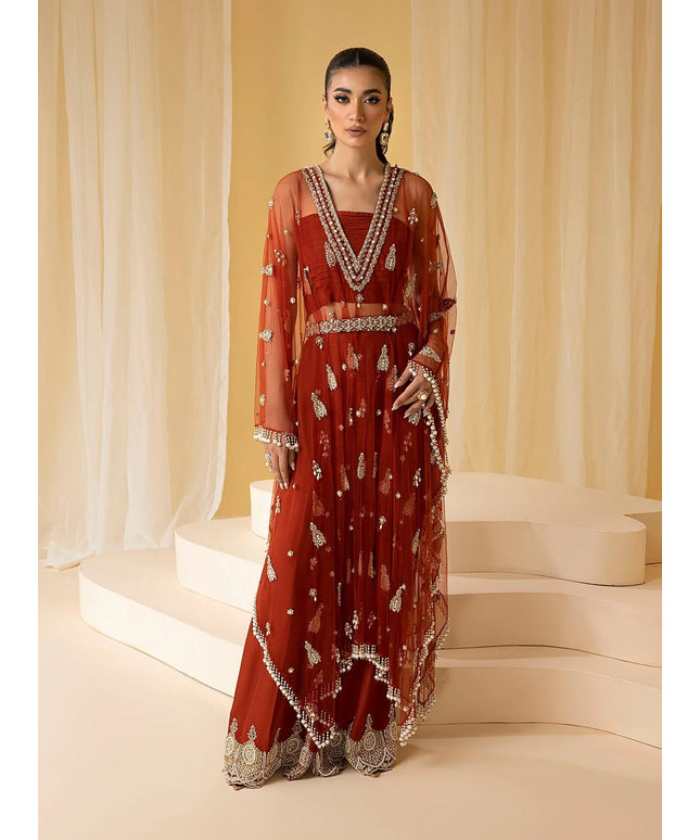 EDEN | Rust Net Embellished Kaftan
