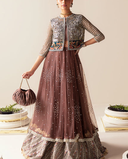 Nusret | Net Embellished Jacket Lehenga