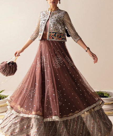 Nusret | Net Embellished Jacket Lehenga