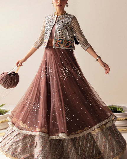 Nusret | Net Embellished Jacket Lehenga