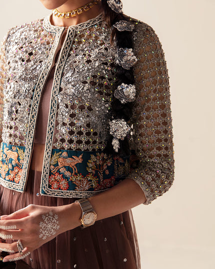Nusret | Net Embellished Jacket Lehenga