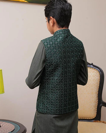 1 Piece | Boys Dark Green Waistcoat