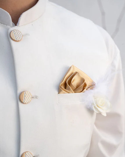 3 Piece | Boys Off White Waistcoat Shalwar Kameez