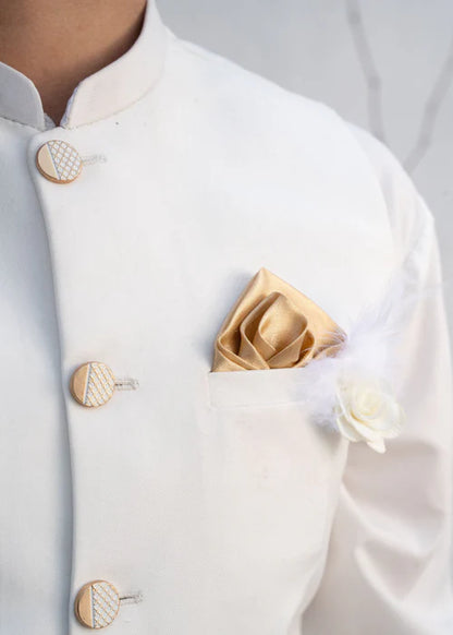 3 Piece | Boys Off White Waistcoat Shalwar Kameez