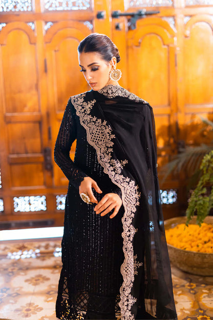 Onyx | Black Sequins Embroidered Chiffon Suit