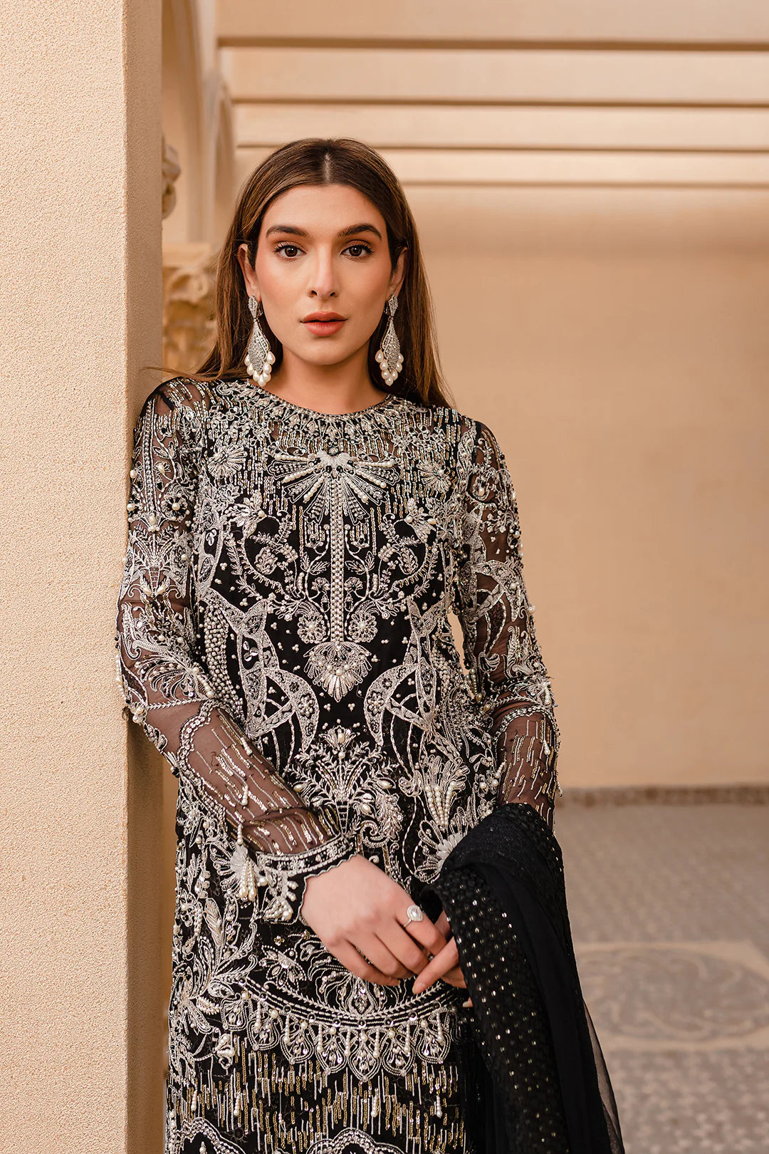 Oya | Black Net Embellished Sharara