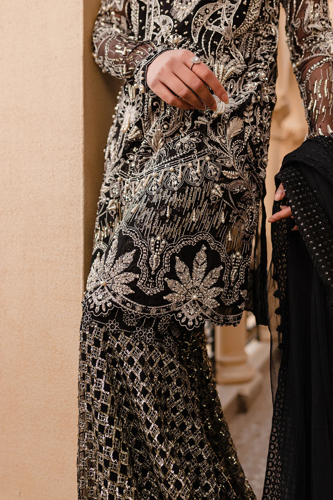 Oya | Black Net Embellished Sharara