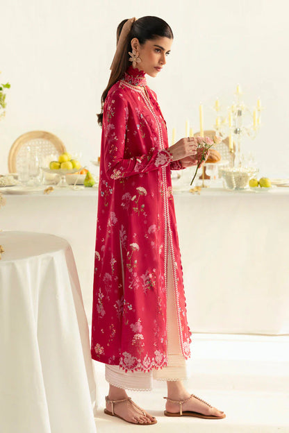Qalamkar | Red Digital Printed Embroidered Suit
