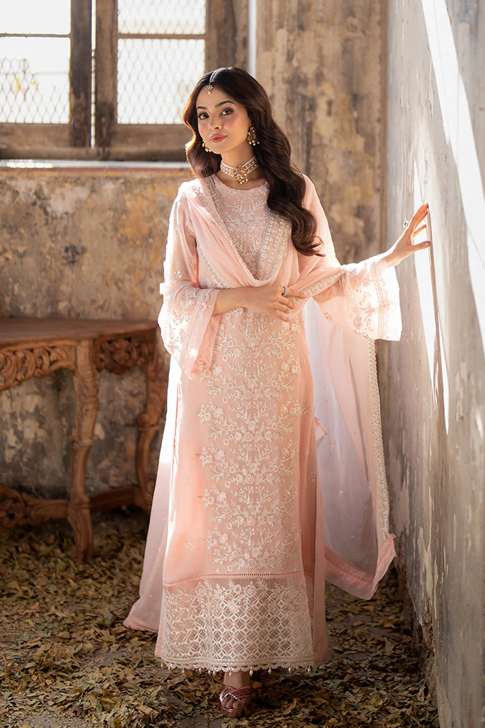 Pink Mirage | Embroidered Chiffon Suit