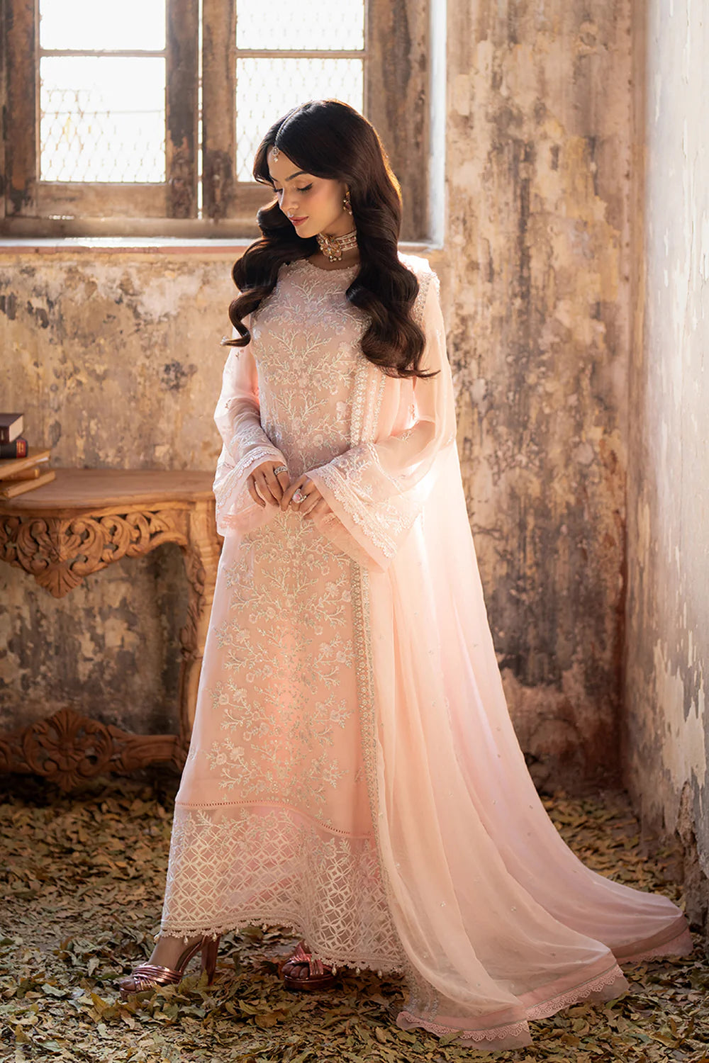 Pink Mirage | Embroidered Chiffon Suit