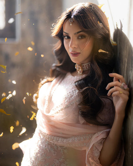 Pink Mirage | Embroidered Chiffon Suit
