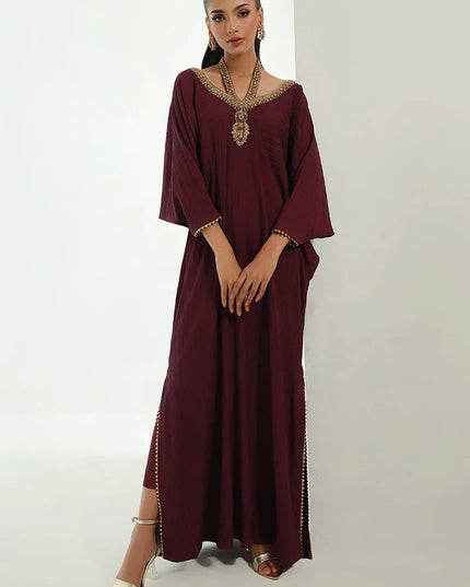 Neelu | Plum Embellished Kaftan