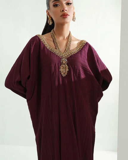 Neelu | Plum Embellished Kaftan