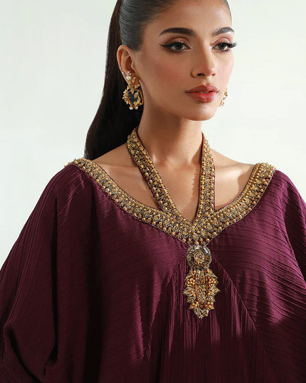 Neelu | Plum Embellished Kaftan