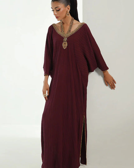 Neelu | Plum Embellished Kaftan