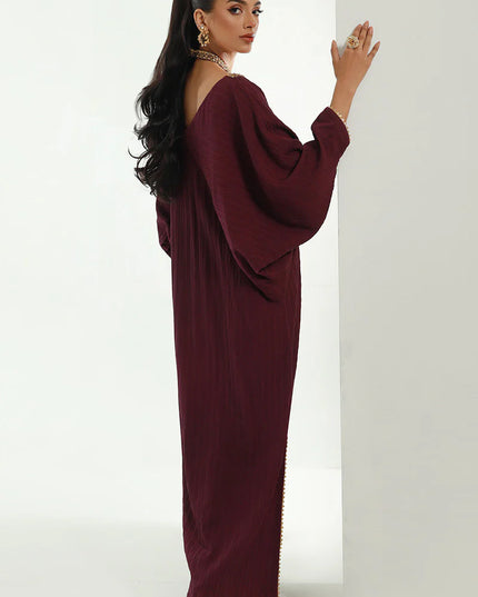 Neelu | Plum Embellished Kaftan
