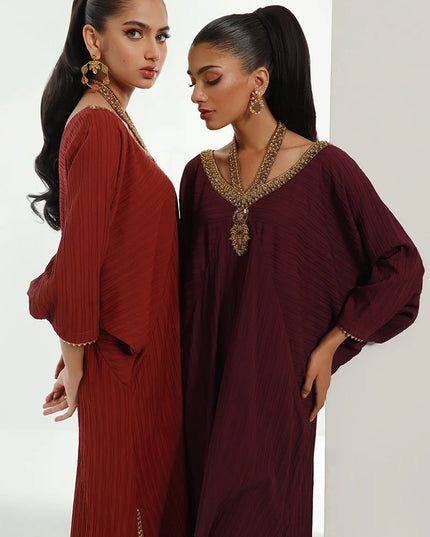 Neelu | Plum Embellished Kaftan