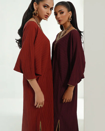 Neelu | Plum Embellished Kaftan