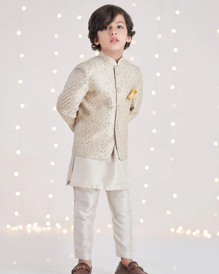1 Piece | Boys Gold Silk Prince Coat
