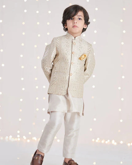 1 Piece | Boys Gold Silk Prince Coat