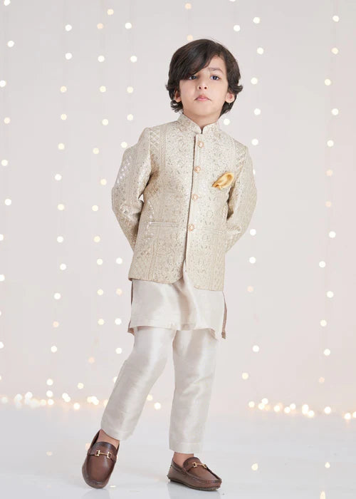 1 Piece | Boys Gold Silk Prince Coat