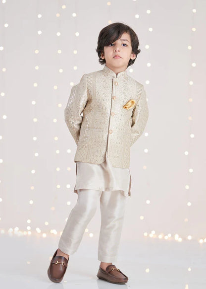 1 Piece | Boys Gold Silk Prince Coat
