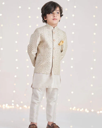 1 Piece | Boys Gold Silk Prince Coat