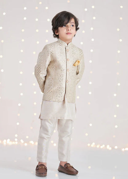 1 Piece | Boys Gold Silk Prince Coat