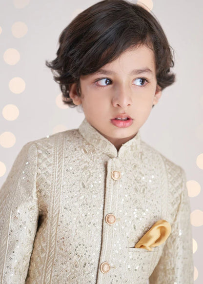 1 Piece | Boys Gold Silk Prince Coat